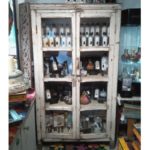 Reclaimed Wood Tall Cabinet with Metal Panels