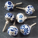 Blue Flowers Ceramic Door Knob