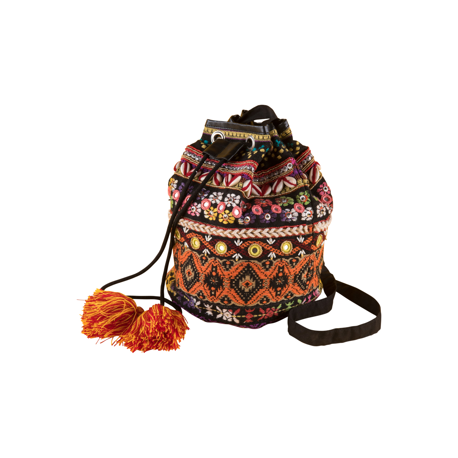 Embroidered Duffle Bag With Shells 