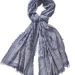Antique Effect White Block Pattern Scarf