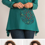 Cotton Jersey Tunic with Mandala Embroidery
