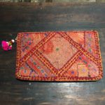 Embroidered Handmade Clutch Bag With PomPoms