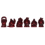 BOX OF 6 RED RESIN BUDDHA ORNAMENTS