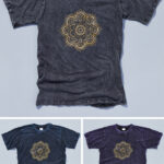 Unisex Stone Washed Mandala Flower T-Shirt Size L