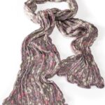 Handprinted flower scarf tassels 100% viscose