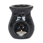 BLACK CRACKLE GLASS OIL BURNER